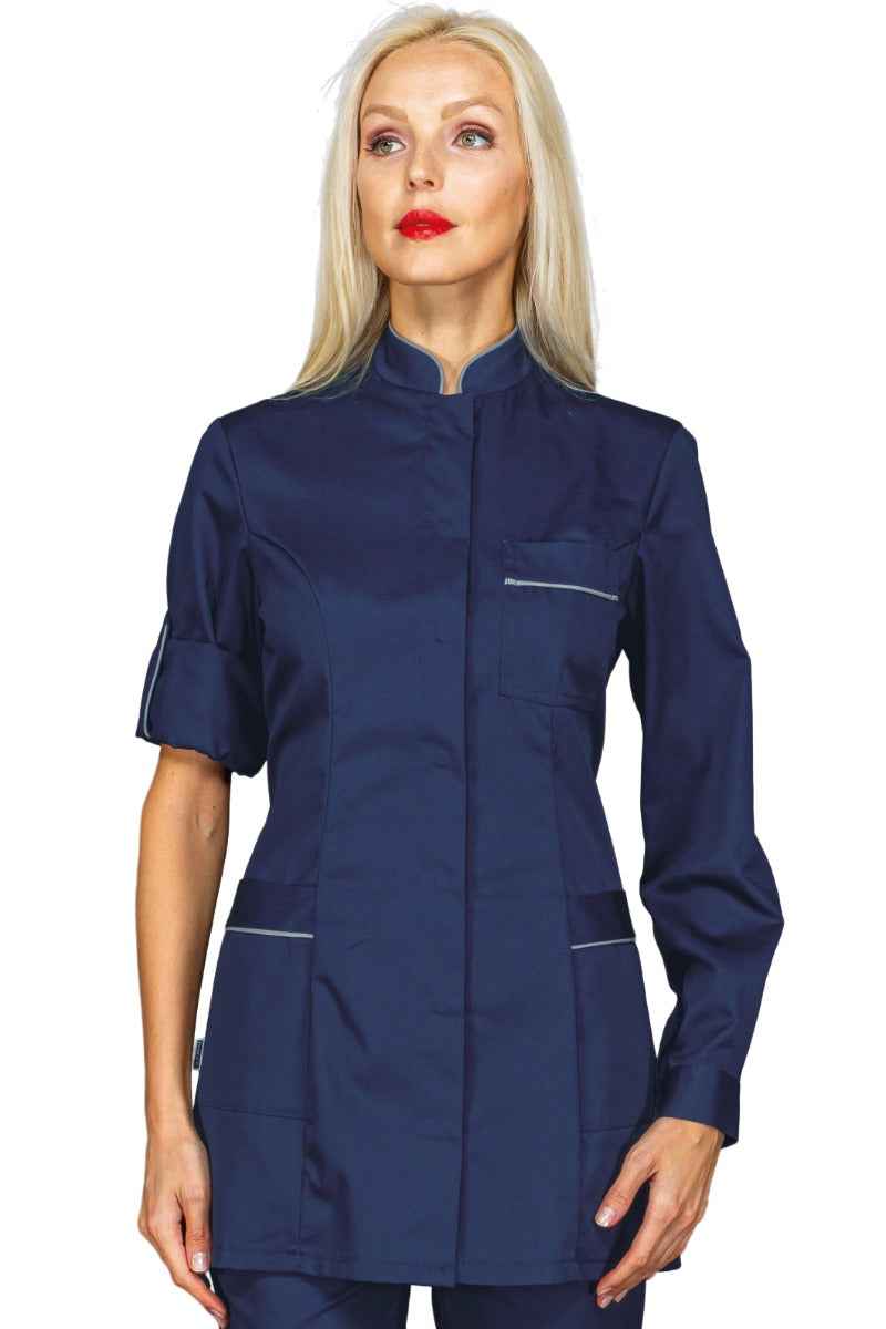 Casacca Antigua Blu Donna con Codino Grigio - Stile e Professionalità