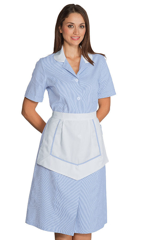 Camice Domestica Lipari Con Grembiulino Riga Celeste