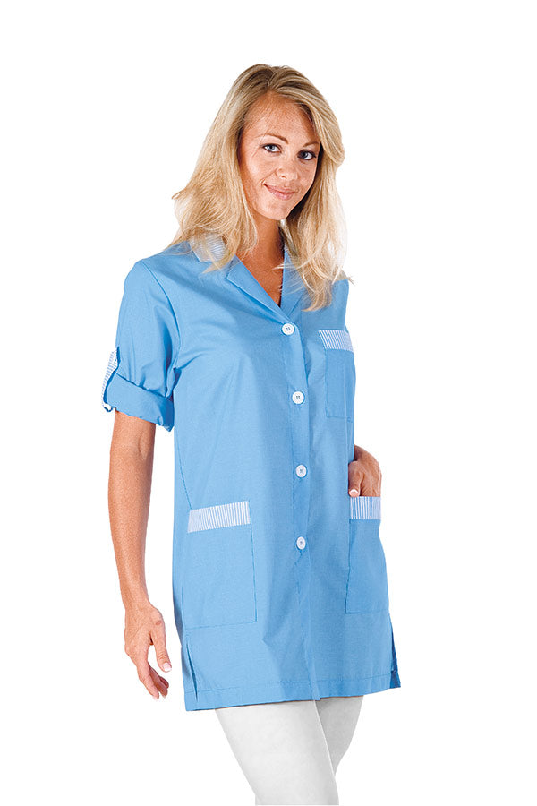 Casacca Donna Di Servizio York Azzurra Con Riga Azzurro