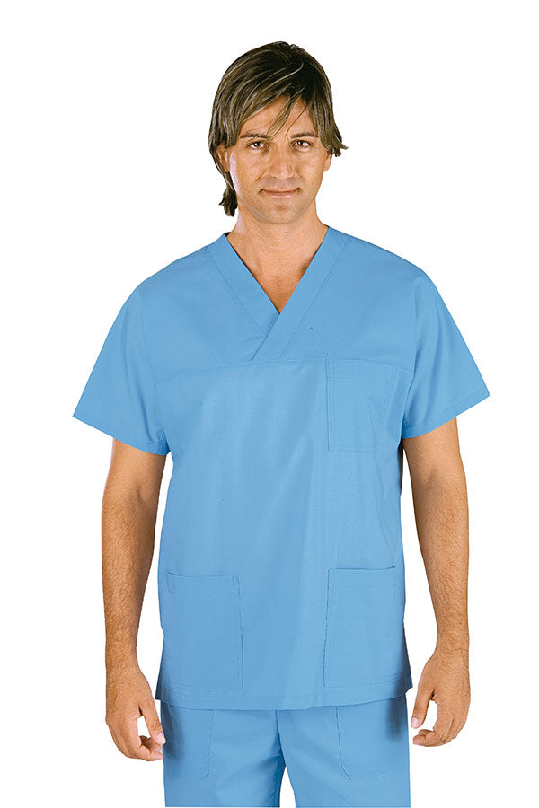 Casacca Fisioterapista Con Collo A V Celeste