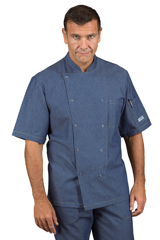 Giacca Cuoco Jeans Bottoni A Pressione