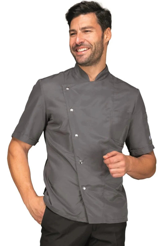 Divisa cuoco completa - Giacca estiva Londra e grigio con bottoni laterali