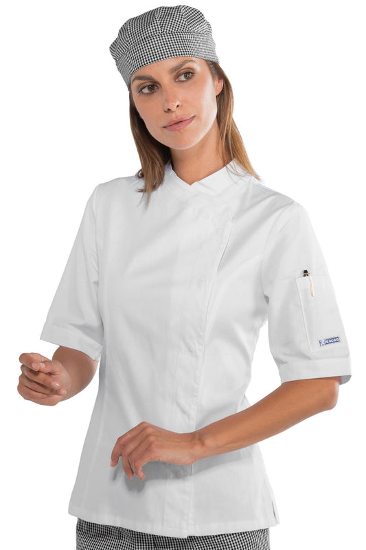 Giacca Cuoco Donna Lady Snaps Lyocell bianco - Divise & Divise