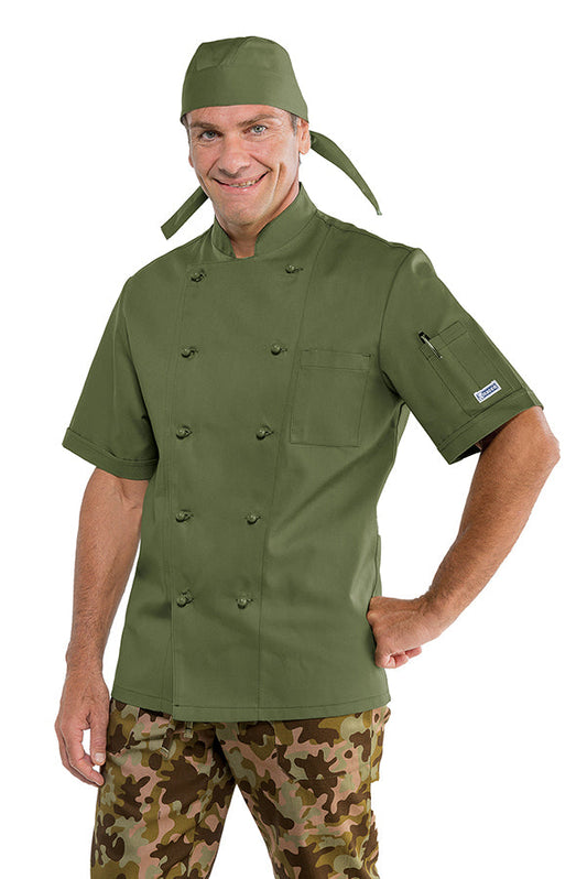 Giacca Cuoco Verde Militare Isacco - Qualità Professionale Italiana