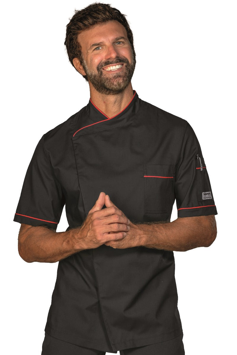 Giacca Cuoco Dubai Nero + Rosso - Divise & Divise