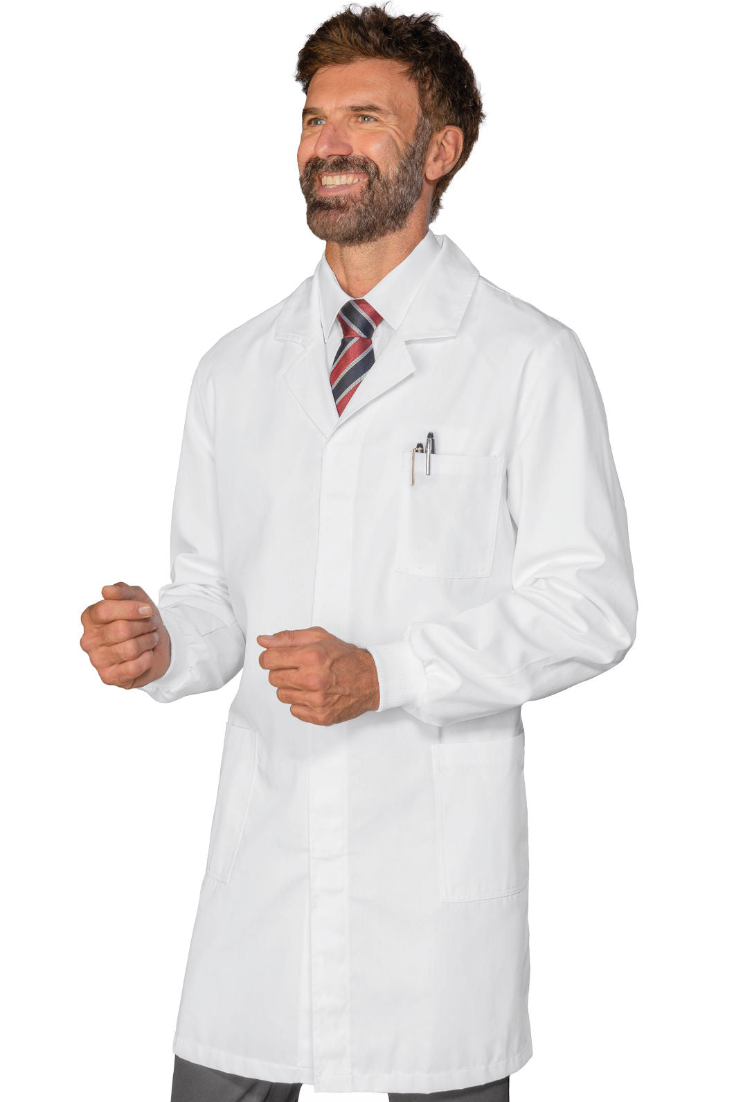 Camice uomo bianco con bottoni a pressione e polsini in maglia - Divise & Divise