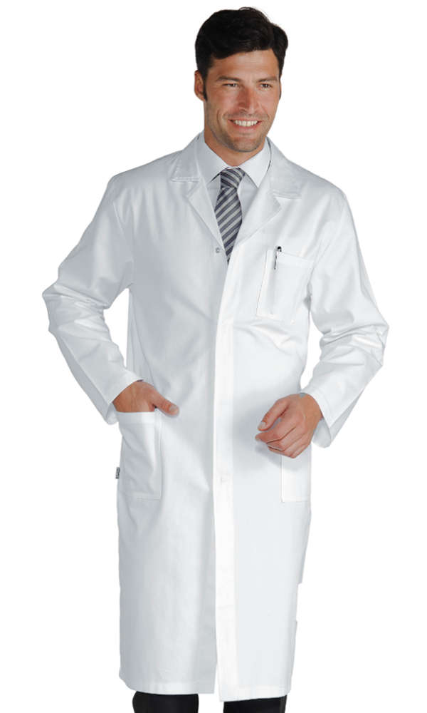 Camice medico Isacco bianco con bottoni a pressione