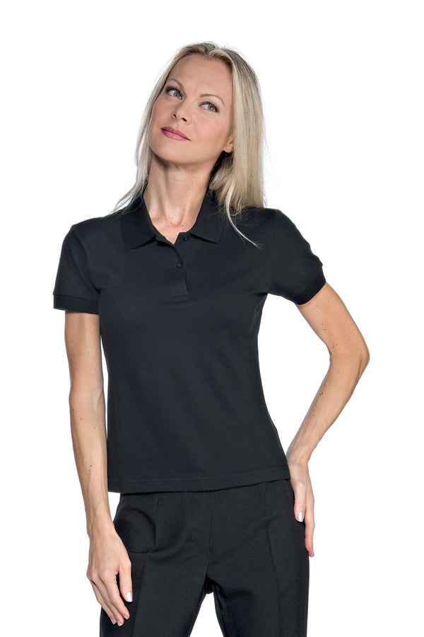 Polo donna stretch nera manica corta elasticizzata reception estetica Isacco
