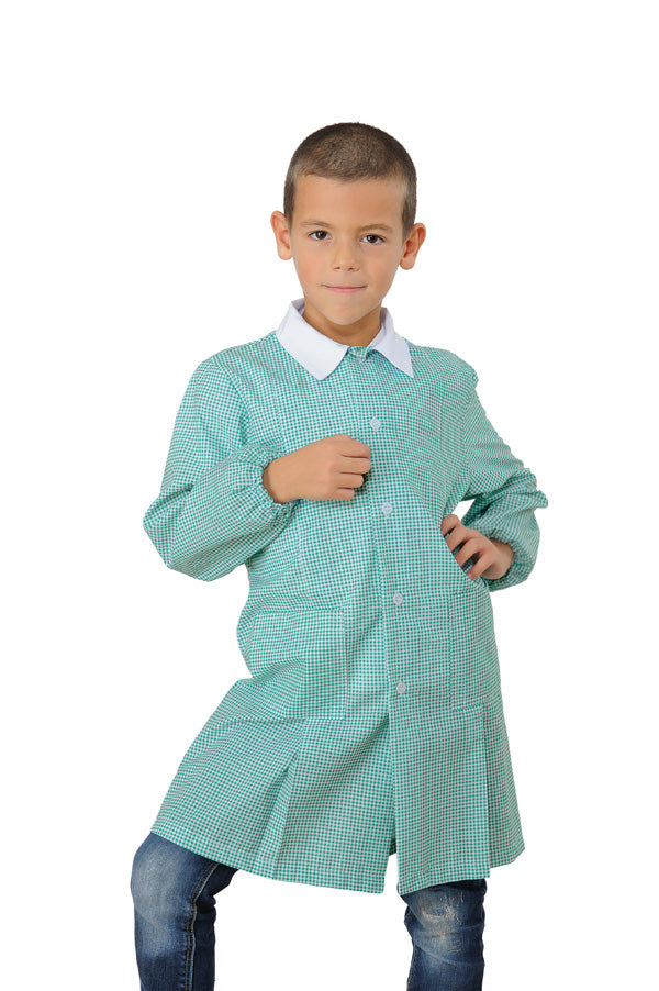 Grembiulino Pollicino Quadretto Verde Per Maschietto