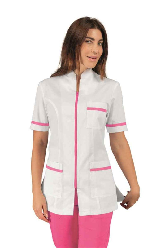 Casacca Florida Donna Bianco Fuxia - Divisa Sanitaria Professionale Isacco