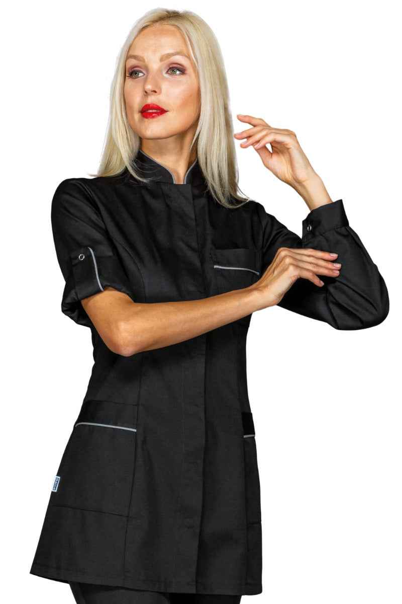 Casacca Antigua Nera Donna con Codino Grigio - Eleganza Senza Tempo