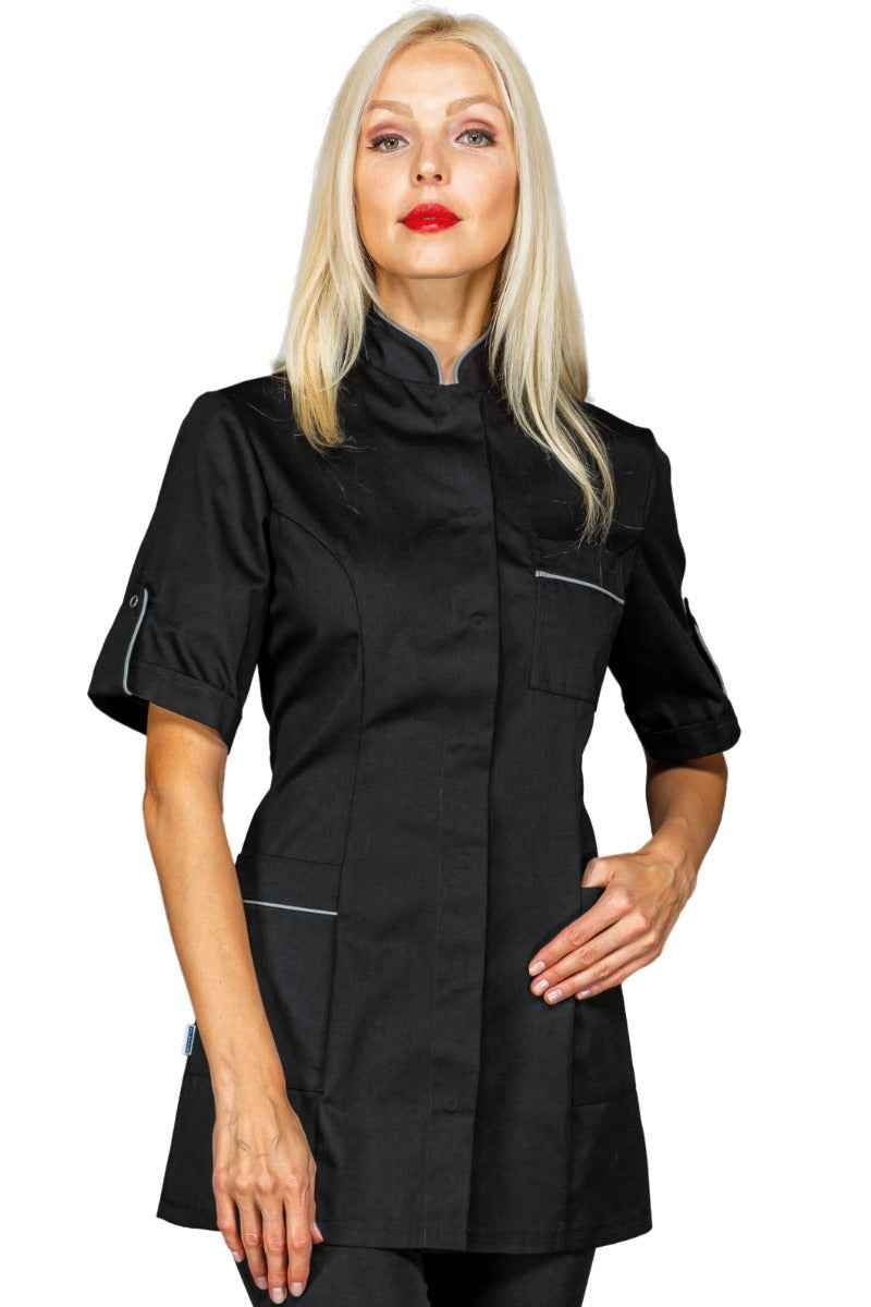 Casacca Antigua Nera Donna con Codino Grigio - Eleganza Senza Tempo