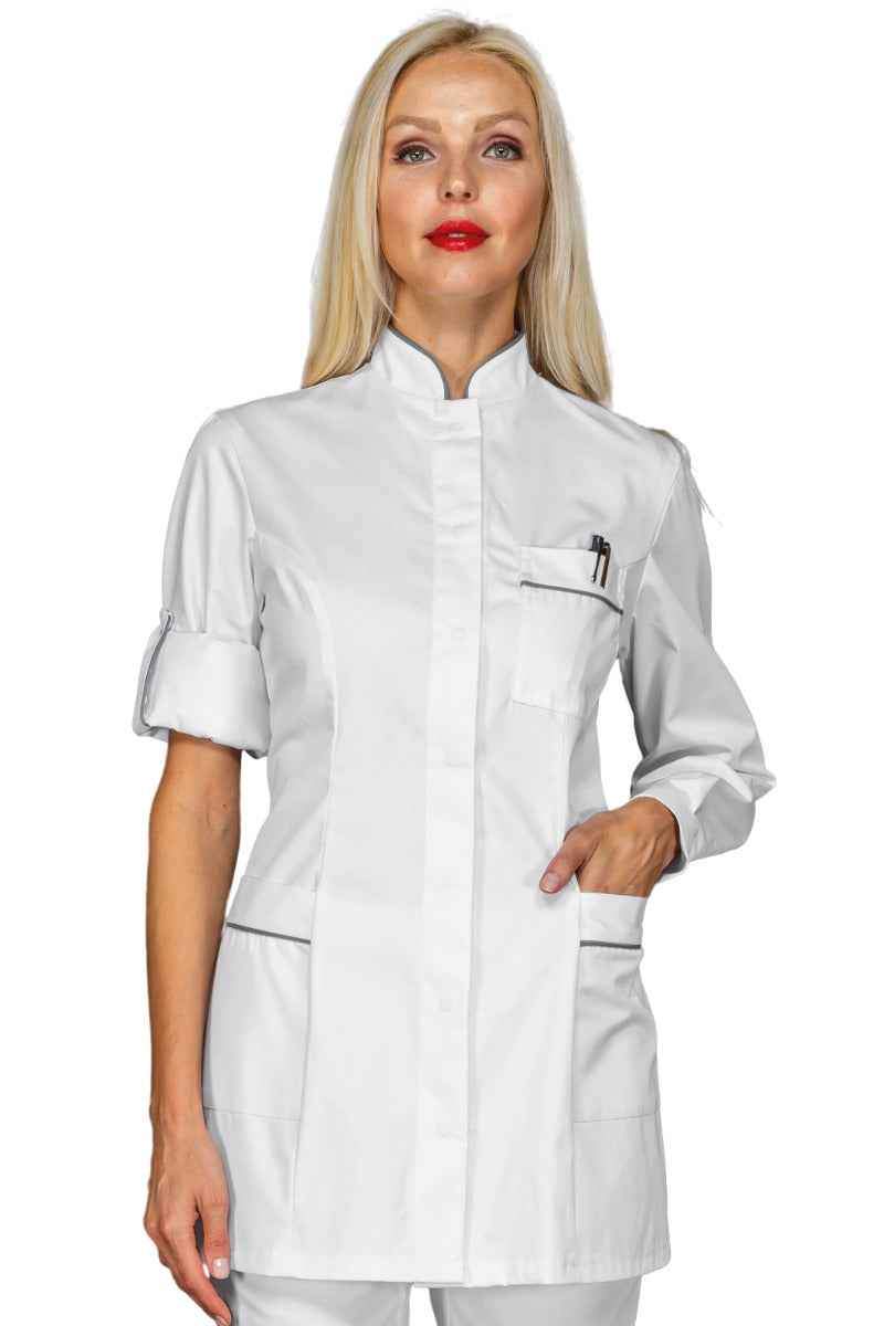 Casacca estetista Isacco Bianca pù codino grigio