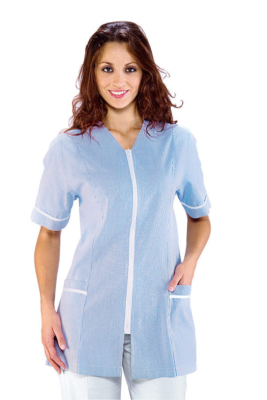 Casacca Estetista Victoria Rigata In Azzurro
