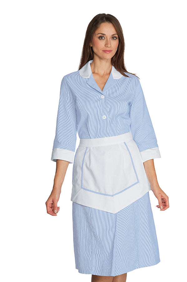 Camice Domestica Lipari Con Grembiulino Riga Celeste