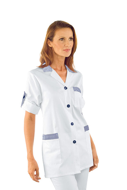 Casacca Cameriera York Bianco Con Riga Blu