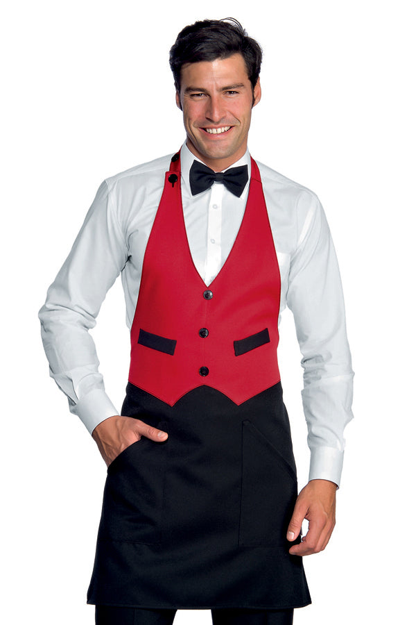 Grembiule Cameriere Garcon Rosso E Nero