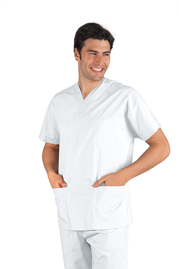 Casacca Infermiere Unisex Con Scollo A V Bianco