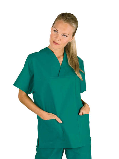 Casacca Collo V Verde Chirurgia Unisex - 100% Cotone Sanitario Professionale