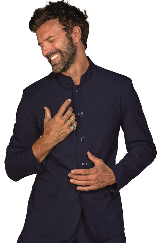 Giacca Riad Stretch Lana Blu Con Spacchi - Divise & Divise