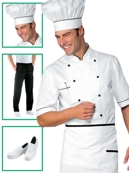 Divisa cuoco completa - giacca Alicante dettagli neri - 5 articoli
