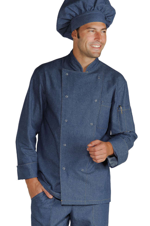 Giacca Cuoco Jeans Bottoni A Pressione
