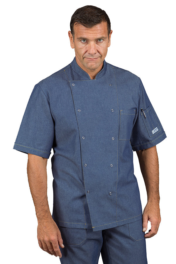 Giacca Cuoco Jeans Bottoni A Pressione