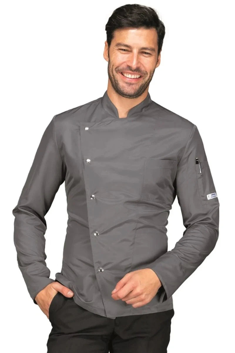 Divisa cuoco completa - Giacca estiva Londra e grigio con bottoni laterali