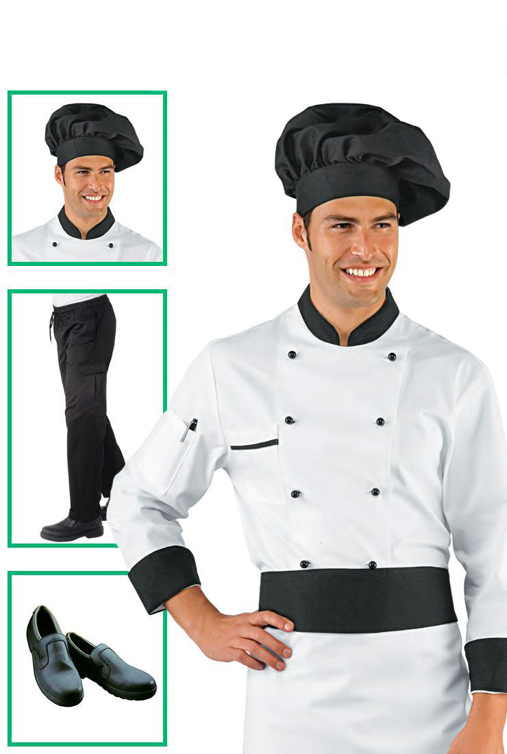 Divisa cuoco completa - Giacca RoyalChef dettagli neri