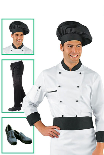 Divisa cuoco completa - Giacca RoyalChef dettagli neri
