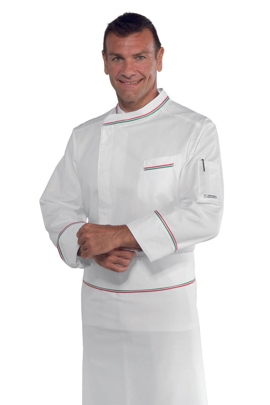 Giacca Cuoco Bilbao Bianco + Tricolore