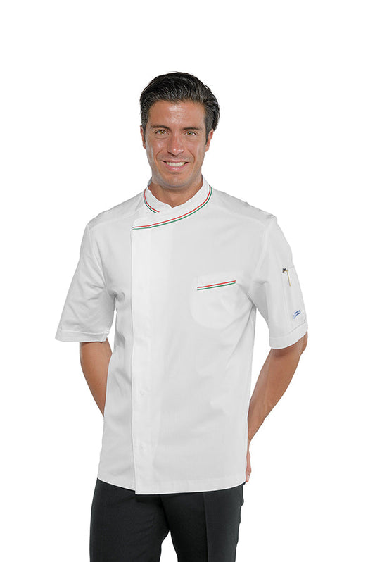 Giacca Cuoco Bilbao Bianco + Tricolore