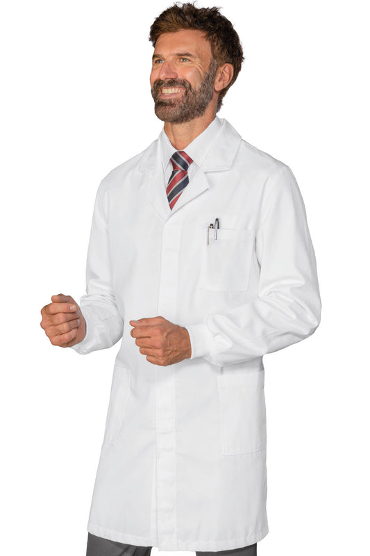 Camice uomo bianco con bottoni a pressione e polsini in maglia - Divise & Divise