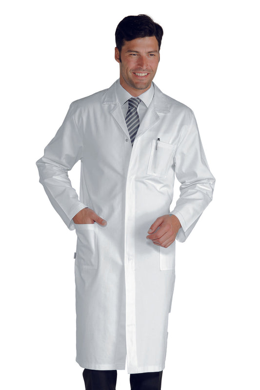 Camice medico bianco cm 110 con bottoni a pressione