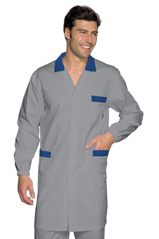 Camice Toronto Grigio Blu professionale Isacco manica lunga 100cm farmacia sanitario