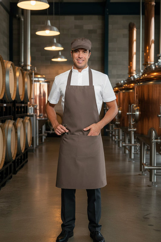 Grembiule Pettorina Isacco Fango - Poliestere Cotone per Cucina e Sala