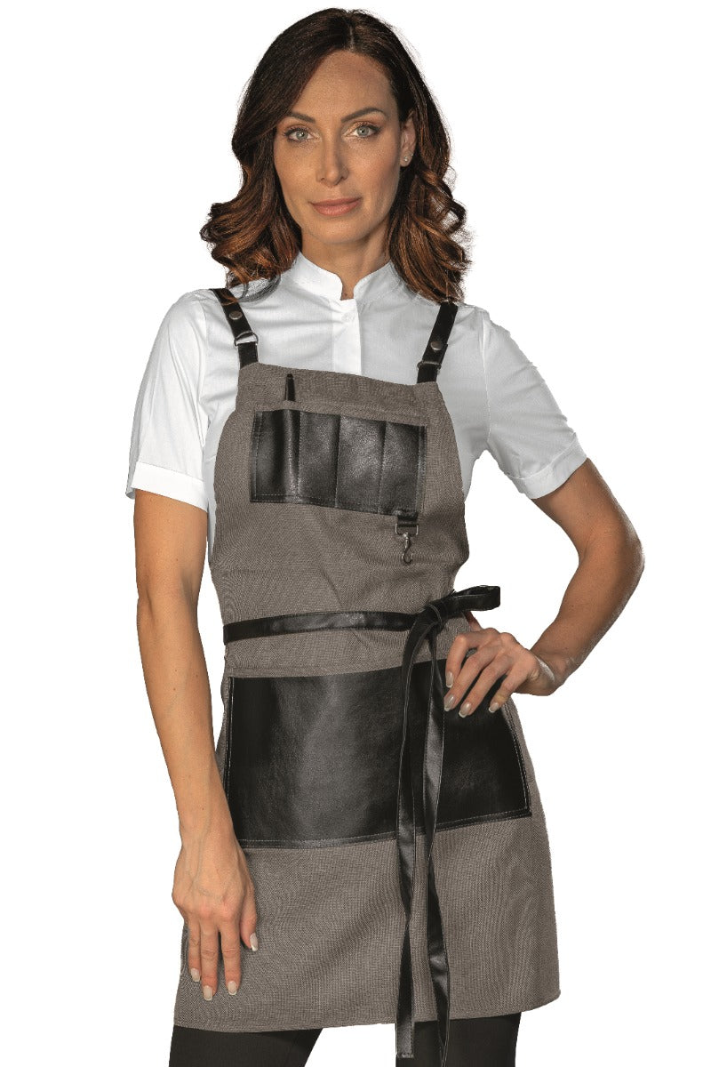 Grembiule Bristol Short Smoke+Ecopelle Nero - Divise & Divise