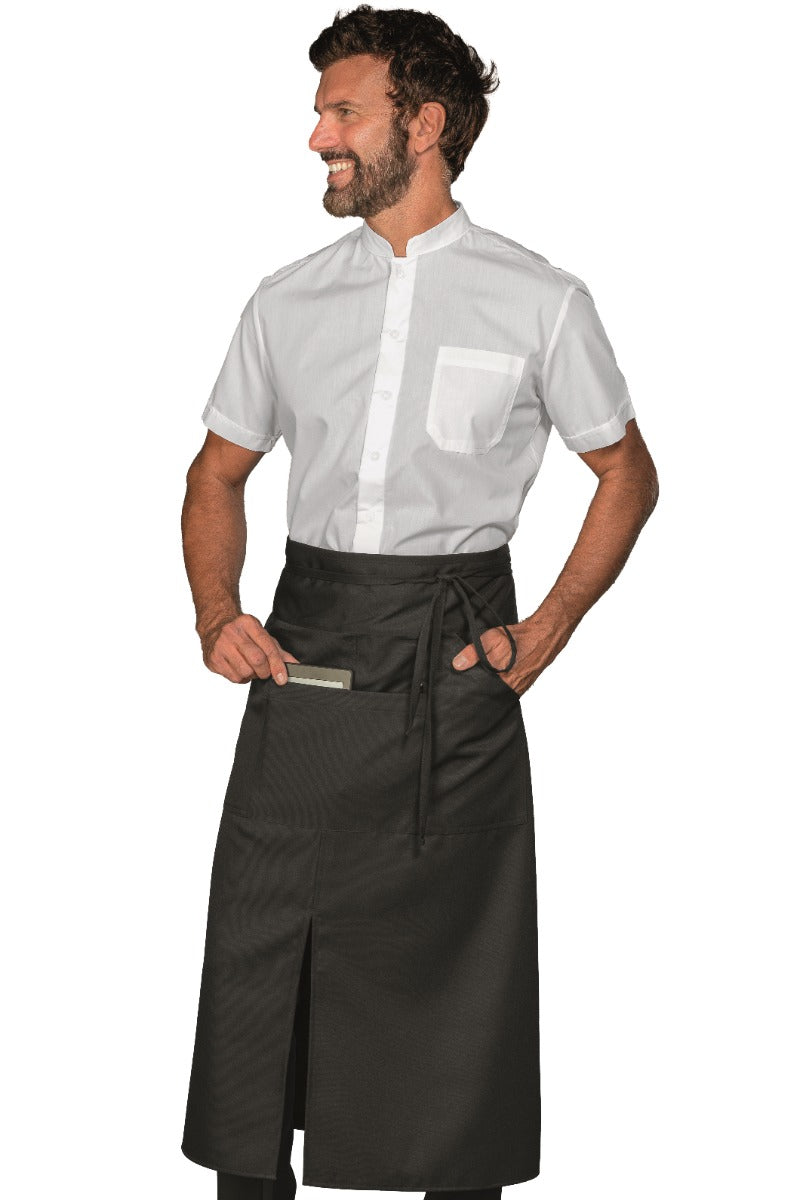 Grembiule Versailles Con Spacco E Tasca Porta Tablet Nero - Divise & Divise