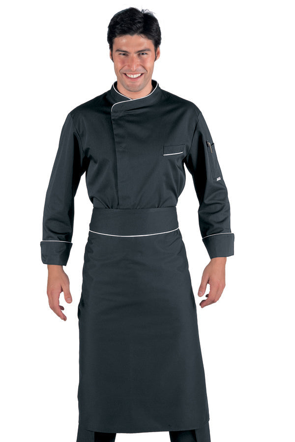 Grembiule Cuoco Rondin Nero Profilato Bianco