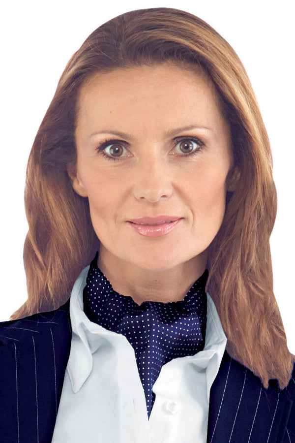 Ascot Punto Spillo Blu Pura Seta