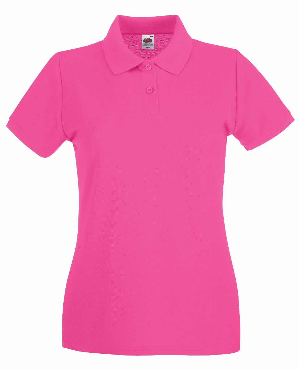 Polo Premium Lady Fit Fruit Of The Loom Manica Corta fuxia