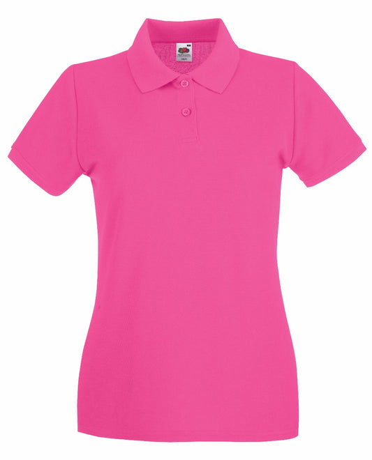 Polo Premium Lady Fit Fruit Of The Loom Manica Corta fuxia