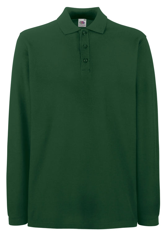 Polo Premium Fruit Of The Loom manica lunga verde bottiglia