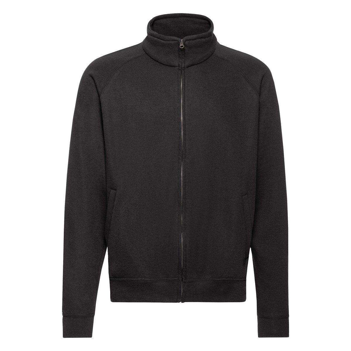 Felpa Raglan Nera ActionWear - Zip Intera - 80% Cotone