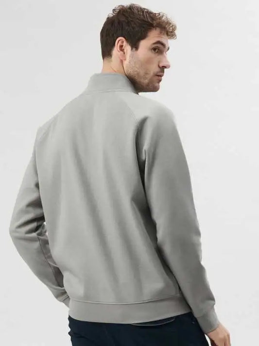 Felpa a mezza zip Black Spider grigio Urban Slate indossata, vista RETRO