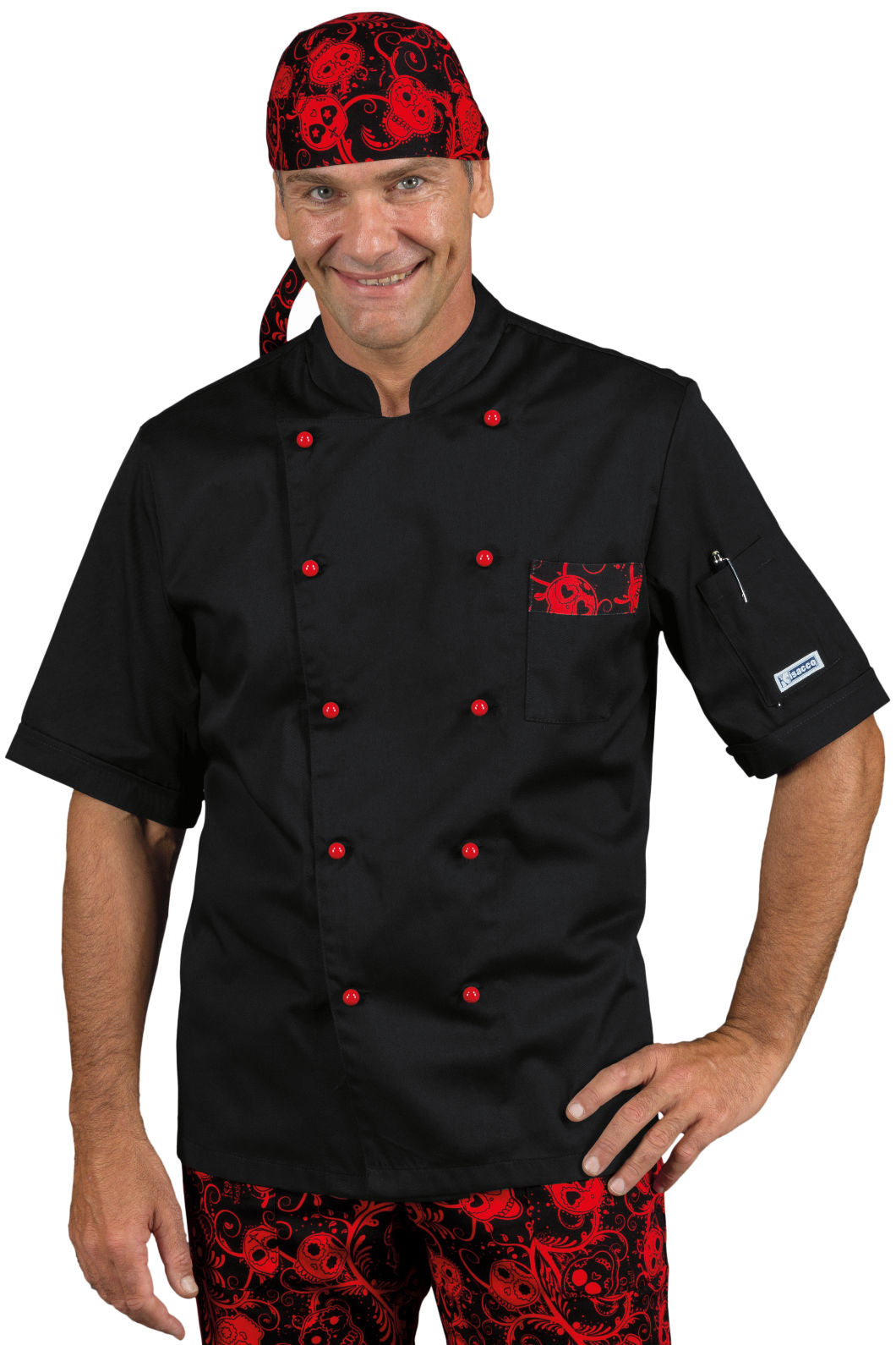 Giacca Cuoco Atlanta Isacco Nero Skull - Stile & Sicurezza Made in Italy