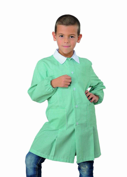 Grembiulino Pollicino quadretto verde per maschietto