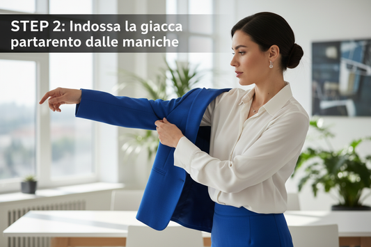 Step 2: Indossare la giacca partendo dalle maniche