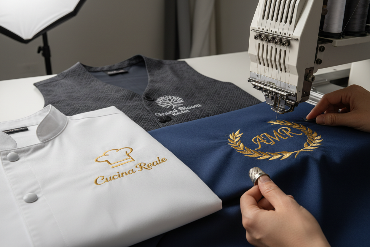 Personalizzazione ricami e logo abbigliamento professionale