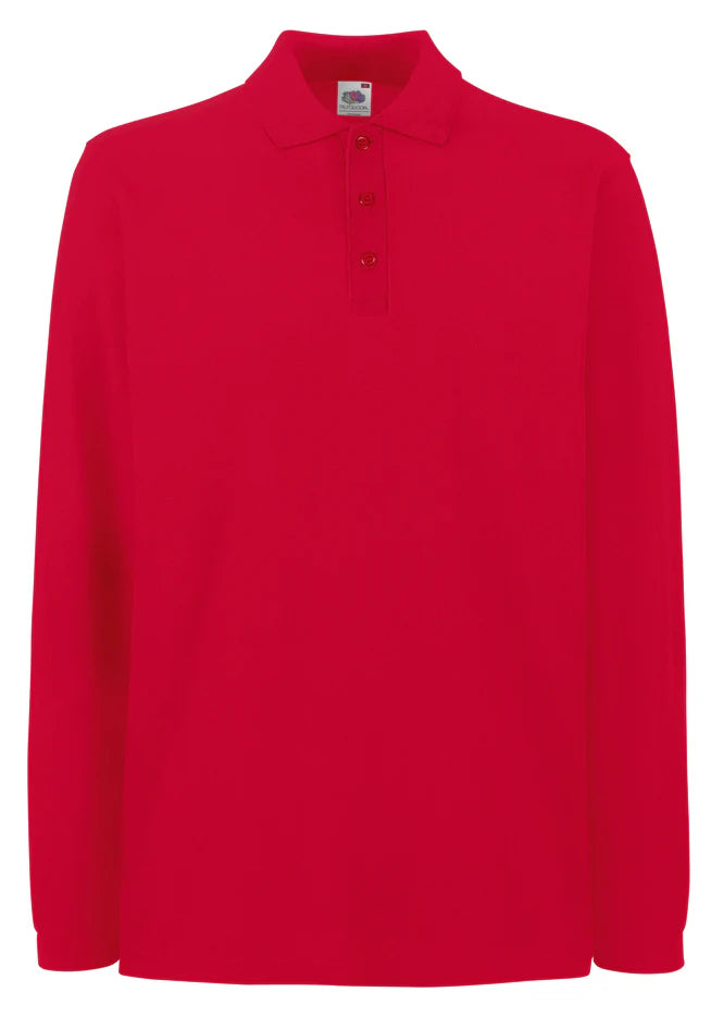 Polo Premium Fruit Of The Loom manica lunga rossa